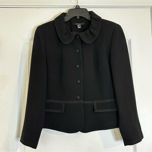 Louben Vintage Black Women's Button Up Blouse with Gross Grain Details Size 8